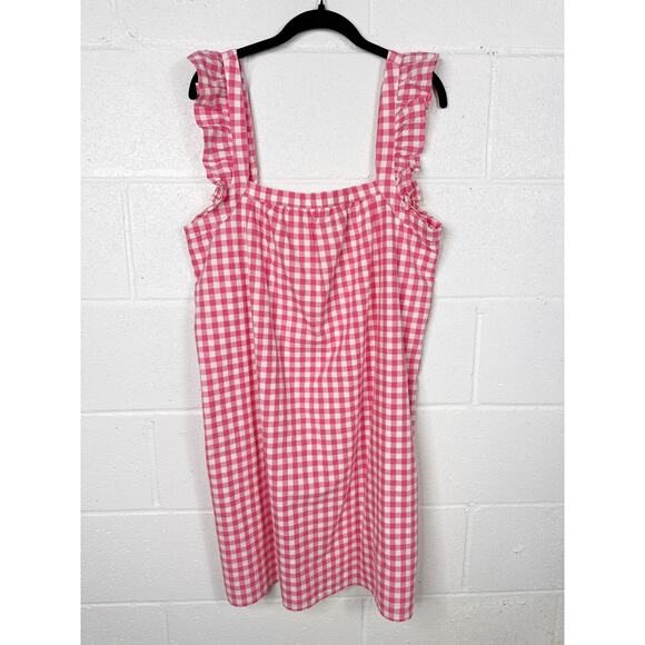Vineyard Vines Pink Gingham Dress Cotton Linen Sundress - Picture 1 of 6